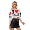 I love latte coffee Mid Sleeve Drawstring Hem Top View3