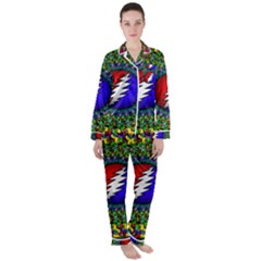 Grateful Dead Pattern Women s Long Sleeve Satin Pajamas Set	 by Wav3s