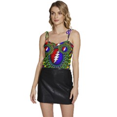 Grateful Dead Pattern Flowy Camisole Tie Up Top by Wav3s