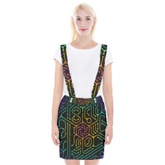 Circuit Hexagonal Geometric Pattern Background Pattern Braces Suspender Skirt by Wav3s