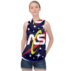 Nasa Insignia High Neck Satin Top by Wav3s