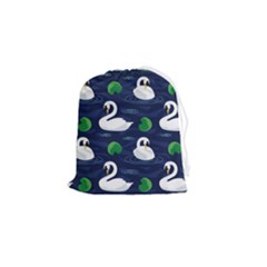 Swan-pattern-elegant-design Drawstring Pouch (small) by Wav3s