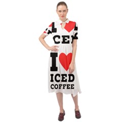 I Love Iced Coffee Keyhole Neckline Chiffon Dress by ilovewhateva