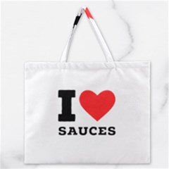 I Love Sauces Zipper Large Tote Bag by ilovewhateva