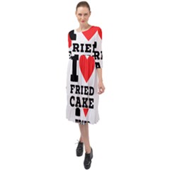 I Love Fried Cake  Ruffle End Midi Chiffon Dress