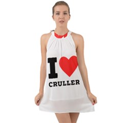 I Love Cruller Halter Tie Back Chiffon Dress by ilovewhateva