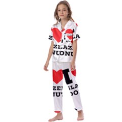 I Love Glazed Donut Kids  Satin Short Sleeve Pajamas Set by ilovewhateva