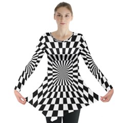 Optical Illusion Chessboard Tunnel Long Sleeve Tunic  by Ndabl3x