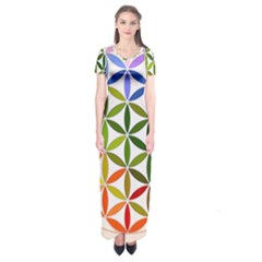 Mandala Rainbow Colorful Short Sleeve Maxi Dress by Ndabl3x