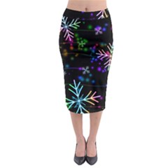 Snowflakes Snow Winter Christmas Midi Pencil Skirt by Ndabl3x