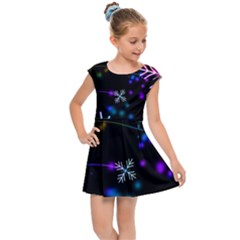 Snowflakes Snow Winter Christmas Kids  Cap Sleeve Dress by Ndabl3x