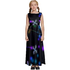 Snowflakes Snow Winter Christmas Kids  Satin Sleeveless Maxi Dress by Ndabl3x