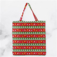 Christmas Papers Red And Green Grocery Tote Bag by Ndabl3x