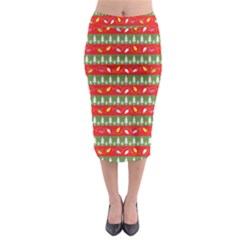 Christmas Papers Red And Green Midi Pencil Skirt by Ndabl3x