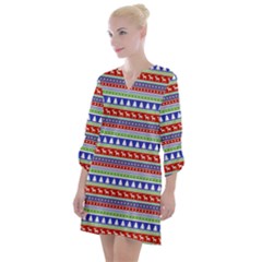 Christmas Color Stripes Pattern Open Neck Shift Dress by Ndabl3x