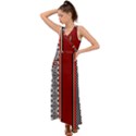 Background Damask Red Black V-Neck Chiffon Maxi Dress View1