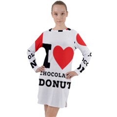 I Love Chocolate Donut Long Sleeve Hoodie Dress by ilovewhateva