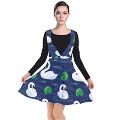 Swan Pattern Elegant Design Plunge Pinafore Dress by Vaneshart