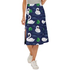 Swan Pattern Elegant Design Midi Panel Skirt by Vaneshart