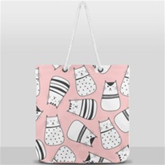 Cute Cats Cartoon Seamless-pattern Full Print Rope Handle Tote (large) by Vaneshart