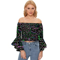 Math-linear-mathematics-education-circle-background Off Shoulder Flutter Bell Sleeve Top by Vaneshart