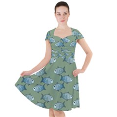 Fishes Pattern Background Theme Cap Sleeve Midi Dress by Vaneshop