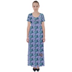 Fishes Pattern Background Theme Art High Waist Short Sleeve Maxi Dress by Vaneshop