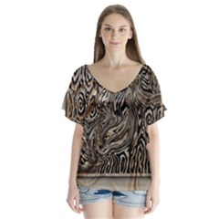 Zebra Abstract Background V-neck Flutter Sleeve Top by Vaneshop