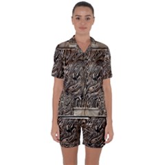 Zebra Abstract Background Satin Short Sleeve Pajamas Set by Vaneshop