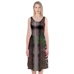 Leopard Animal Shawl Honeycomb Midi Sleeveless Dress by Vaneshop