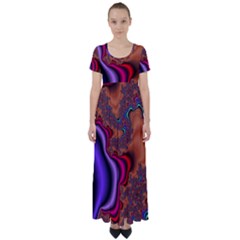 Colorful Piece Abstract High Waist Short Sleeve Maxi Dress by Vaneshop