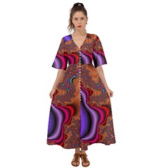 Colorful Piece Abstract Kimono Sleeve Boho Dress by Vaneshop