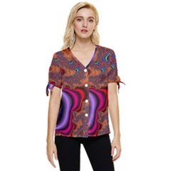 Colorful Piece Abstract Bow Sleeve Button Up Top by Vaneshop