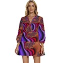 Colorful Piece Abstract V-Neck Placket Mini Dress View1