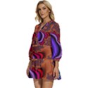 Colorful Piece Abstract V-Neck Placket Mini Dress View2