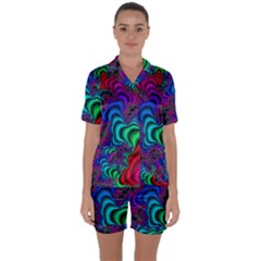 Abstract Piece Color Satin Short Sleeve Pajamas Set by Vaneshop