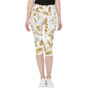 Flowers Gold Floral Inside Out Lightweight Velour Capri Leggings  View1