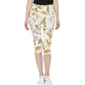 Flowers Gold Floral Inside Out Lightweight Velour Capri Leggings  View3