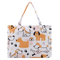 Seamless Pattern Of Cute Dog Puppy Cartoon Funny And Happy Zipper Medium Tote Bag by Wav3s