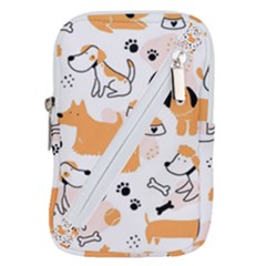 Seamless Pattern Of Cute Dog Puppy Cartoon Funny And Happy Belt Pouch Bag (large) by Wav3s