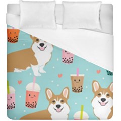 Welsh Corgi Boba Tea Bubble Cute Kawaii Dog Breed Duvet Cover (king Size) by Wav3s