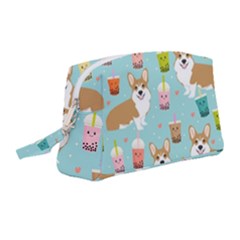 Welsh Corgi Boba Tea Bubble Cute Kawaii Dog Breed Wristlet Pouch Bag (medium) by Wav3s