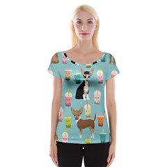 Chihuahua Bubble Kawaii Boba Tea Cute Dog Cap Sleeve Top by Wav3s