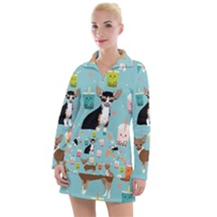 Chihuahua Bubble Kawaii Boba Tea Cute Dog Women s Long Sleeve Casual Dress by Wav3s