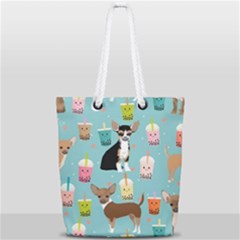 Chihuahua Bubble Kawaii Boba Tea Cute Dog Full Print Rope Handle Tote (small) by Wav3s