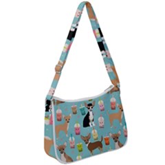 Chihuahua Bubble Kawaii Boba Tea Cute Dog Zip Up Shoulder Bag by Wav3s