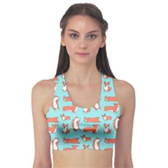 Corgis On Teal Sports Bra by Wav3s