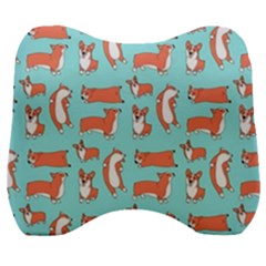 Corgis On Teal Velour Head Support Cushion by Wav3s