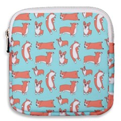 Corgis On Teal Mini Square Pouch by Wav3s