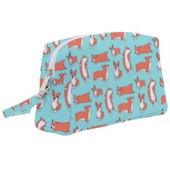 Corgis On Teal Wristlet Pouch Bag (large) by Wav3s